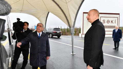 Prezident Oğuz-Şəki yolunun açılışında - FOTO