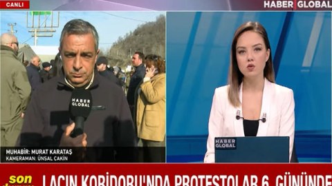 “Haber Global” Xankəndi yolundakı aksiyadan süjet hazırladı - VİDEO