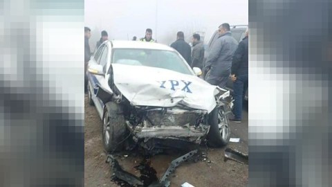 Bərdədə polis qəzaya düşdü - FOTO
