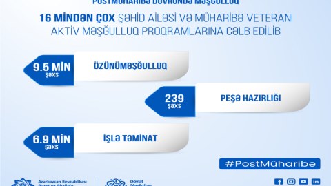 16 mindən çox şəhid ailəsi və veteran məşğulluğa cəlb edilib