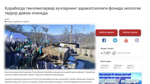 Ermənilərin törətdiyi ekoterror Özbəkistan mediasında 