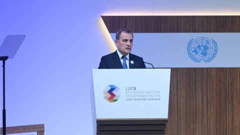Ceyhun Bayramov BMT Konfransında çıxış edib 