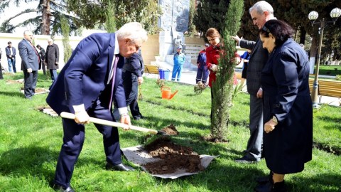 Gəncə Dövlət Universitetində ağacəkmə aksiyası keçirilib - FOTOLAR