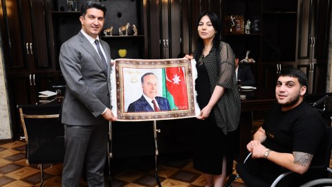 Naftalanda qonaq olan şəhid anası və qazi ilə görüş - FOTOLAR