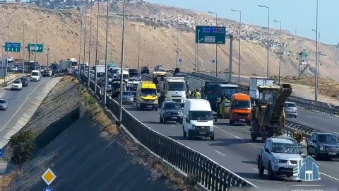 Bakı dairəvi yolunda tıxac - VİDEO