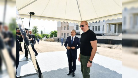 Prezident Şuşada məktəb tikintisi ilə maraqlandı - FOTOLAR