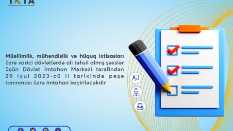 Peşə tanınması üzrə imtahan keçiriləcək