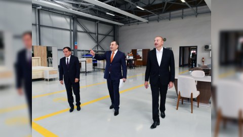 Prezident mebel fabrikinin açılışına qatıldı - FOTOLAR