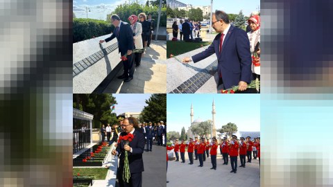 Türkiyə səfirliyinin əməkdaşları şəhidləri ziyarət etdilər - FOTOLAR