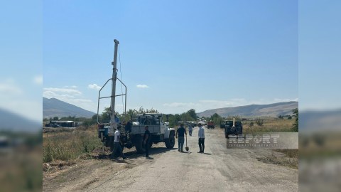 Ağdam-Xankəndi yoluna işıq çəkilir - FOTOLAR