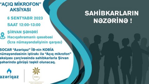 “Azəriqaz”ın rəhbərliyi Şirvanda sahibkarlarla görüşəcək