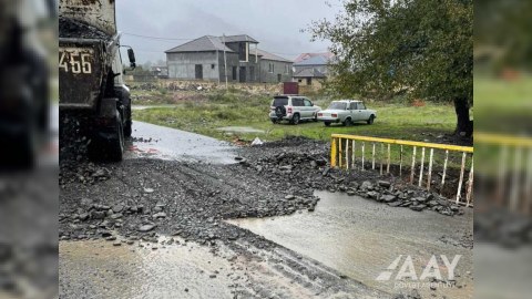 Zaqatalada selin dağıtdığı körpü bərpa olundu