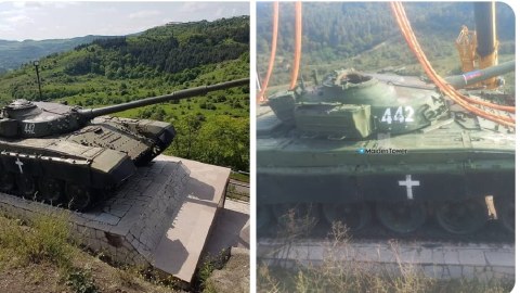 Şuşanın girişindəki Albertin vurduğu tank götürüldü - FOTO+VİDEO