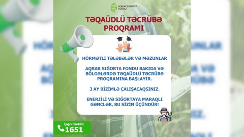 Aqrar Sığorta Fondu Təqaüdlü Təcrübə Proqramına başlayır