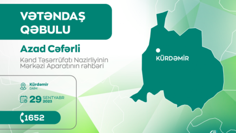 Nazirliyin aparat rəhbəri Kürdəmirdə vətəndaşları qəbul edəcək