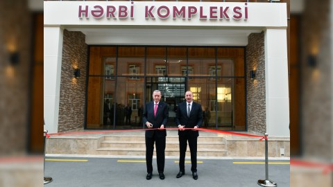 Prezidentlər Naxçıvanda hərbi kompleksin açılışında - FOTOLAR