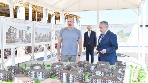 Prezident Cəbrayıl Yaşayış Kompleksində tikinti işləri ilə tanış oldu - FOTOLAR