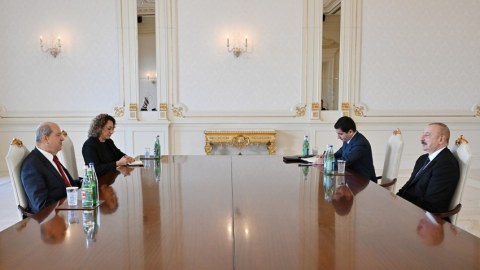 İlham Əliyev Şimali Kiprin Prezidentini qəbul edib - FOTO