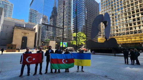 Çikaqo şəhərində Azərbaycan Bayrağı ucaldıldı - FOTO