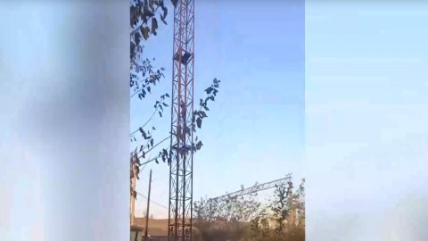 İntihar etmək üçün işıq dirəyinə çıxdı - VİDEO