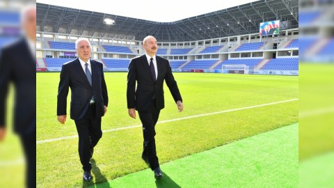 Prezident Sumqayıt şəhər stadionunda - FOTO