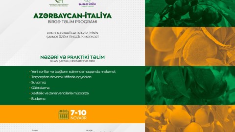 İtaliyadan dəvət olunan mütəxəssislər fermerlərə təlim keçəcək