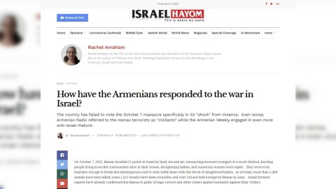 “Israel HaYom”: 7 oktyabr qırğını ermənilərin ritorikasını yumşaltmadı