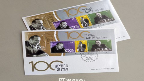 Heydər Əliyevin 100 illiyinə həsr olunan poçt markaları dövriyyəyə BURAXILDI