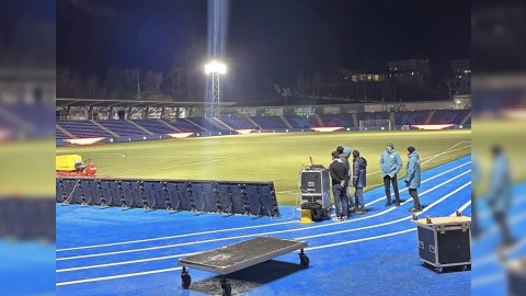 Xankəndi stadionu işıqlandırıldı - sabahkı oyuna hazırlıq bitdi - FOTO
