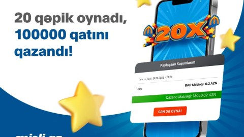 “ePoz-Qazan” oyunu 20X-də 20 qəpiyə 20 min manat uduldu
