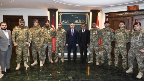 Vətən müharibəsinin iştirakçıları Adana valiliyində - FOTO