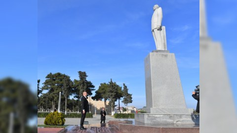 İlham Əliyev Neftçalaya getdi - FOTO