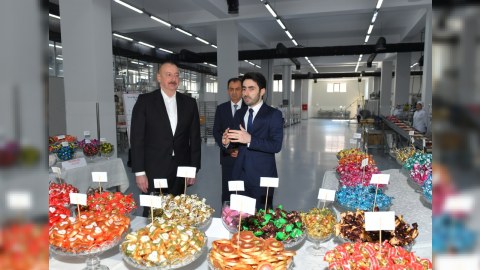 Prezident qənnadı məhsullarının istehsalı müəssisəsinin açılışında - FOTOLAR