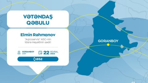 “Aqroservis” in sədri Goranboyda vətəndaşları qəbul edəcək