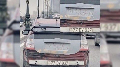 "Prius"un arxasına "Qatil" yazdı, polis saxladı