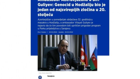 Səfir Bosniya mətbuatında Xocalıdan danışdı