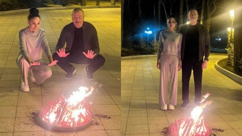 Prezident və xanımı tonqal ətrafında - FOTOLAR