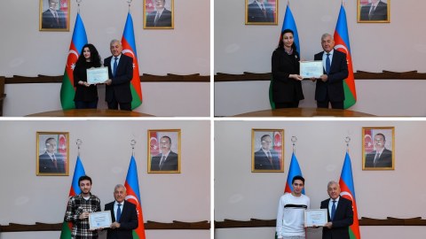 Rektor “Robotex Azərbaycan”da ilk yeri tutanlarla görüşdü - FOTO