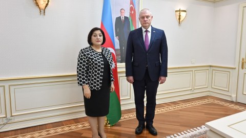 Sahibə Qafarova Latviyanın ölkəmizdəki səfirini qəbul edib