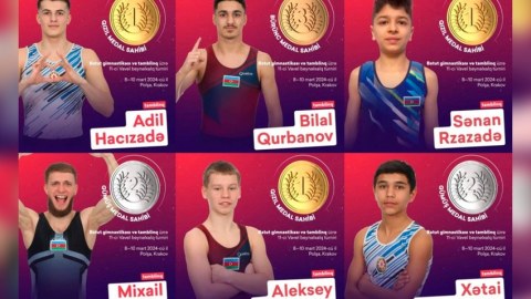 Gimnastlarımız Polşada altı medal qazandılar