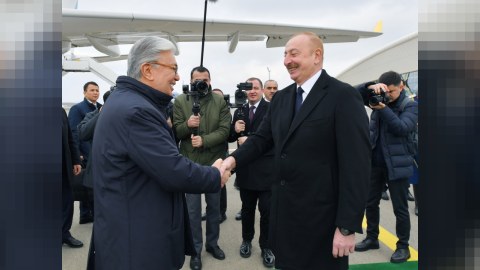 İlham Əliyev Füzulidə Tokayevi qarşıladı - FOTO