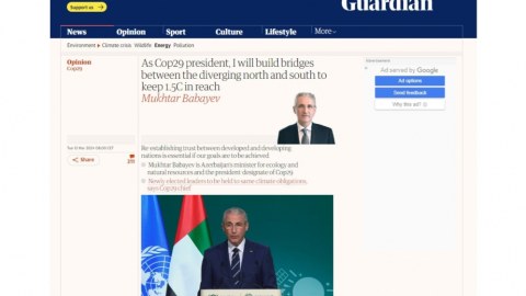 COP29-un prezidenti “The Guardian” nəşrinə müsahibə verib