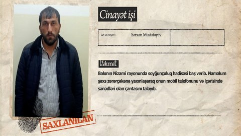 Bakı sakininin telefon və çantasını talayan şəxs tutuldu