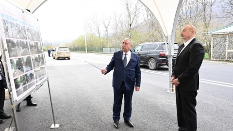 Prezident yeni avtomobil yolunun açılışında - FOTO