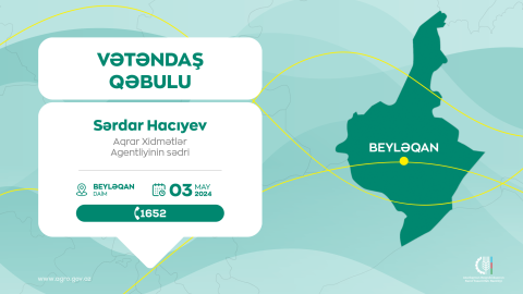 Sərdar Hacıyev Beyləqanda vətəndaşları qəbul edəcək