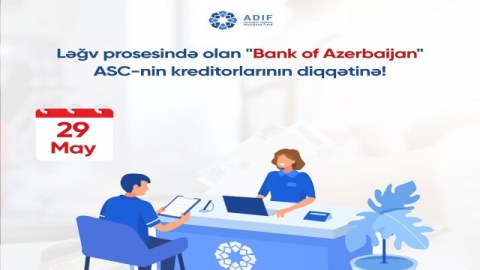 Ləğv prosesində olan "Bank of Azerbaijan" ASC-nin kreditorlarının NƏZƏRİNƏ!