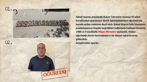 Kanalizasiya quyularının dəmir barmaqlıqlarını oğurlayan şəxs saxlanıldı - VİDEO