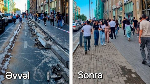 Sahil metrostansiyasının qarşısı belə oldu - FOTO