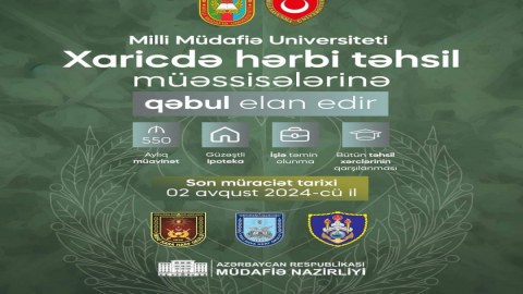 Milli Müdafiə Universiteti xaricdə ali təhsil üzrə qəbul elan etdi