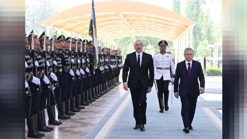 Özbəkistanda İlham Əliyevin rəsmi qarşılanma MƏRASİMİ